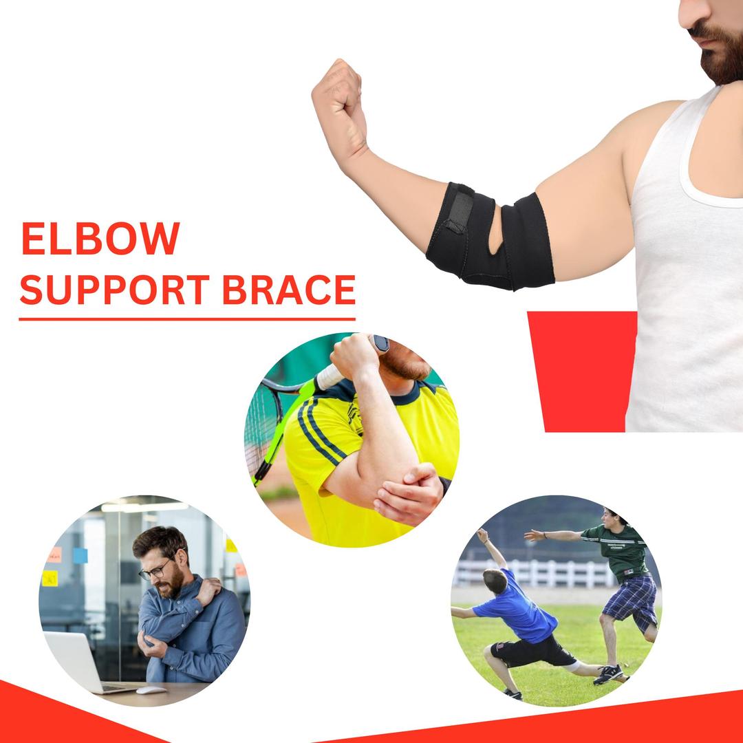 Black Latex Elbow Support Brace 3cm Lightweight Fitness Gym
