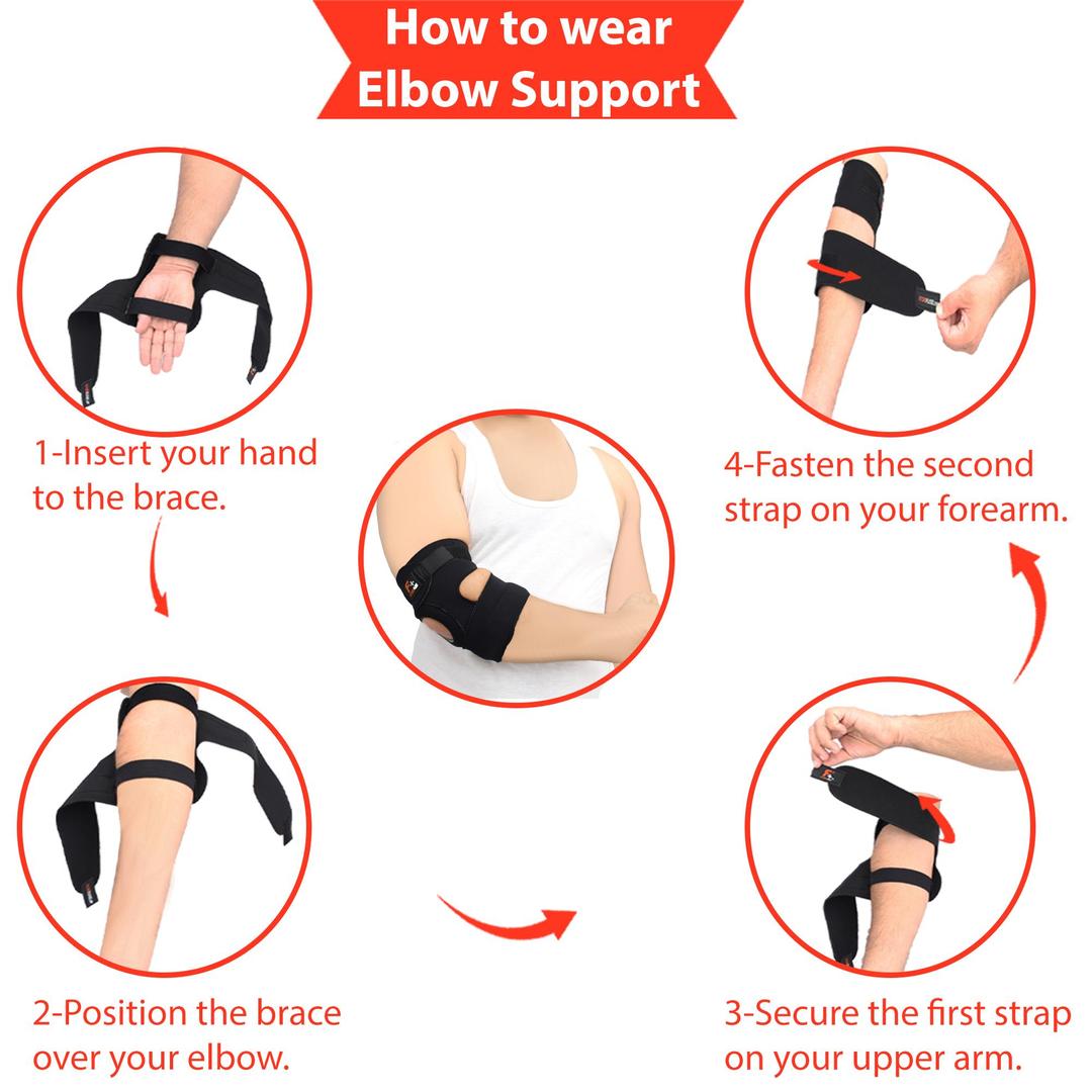 Black Latex Elbow Support Brace 3cm Lightweight Fitness Gym